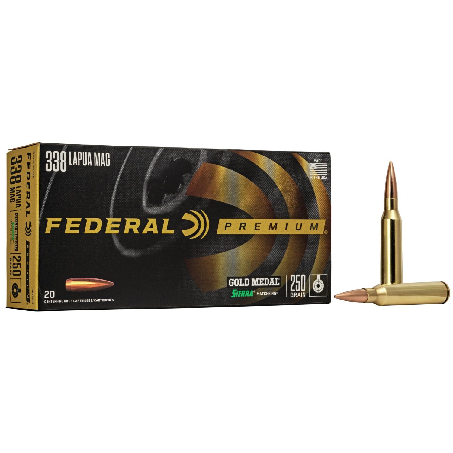 Federal Premium Gold Medal Rifle Sierra MatchKing Ammunition .338 Lapua ...